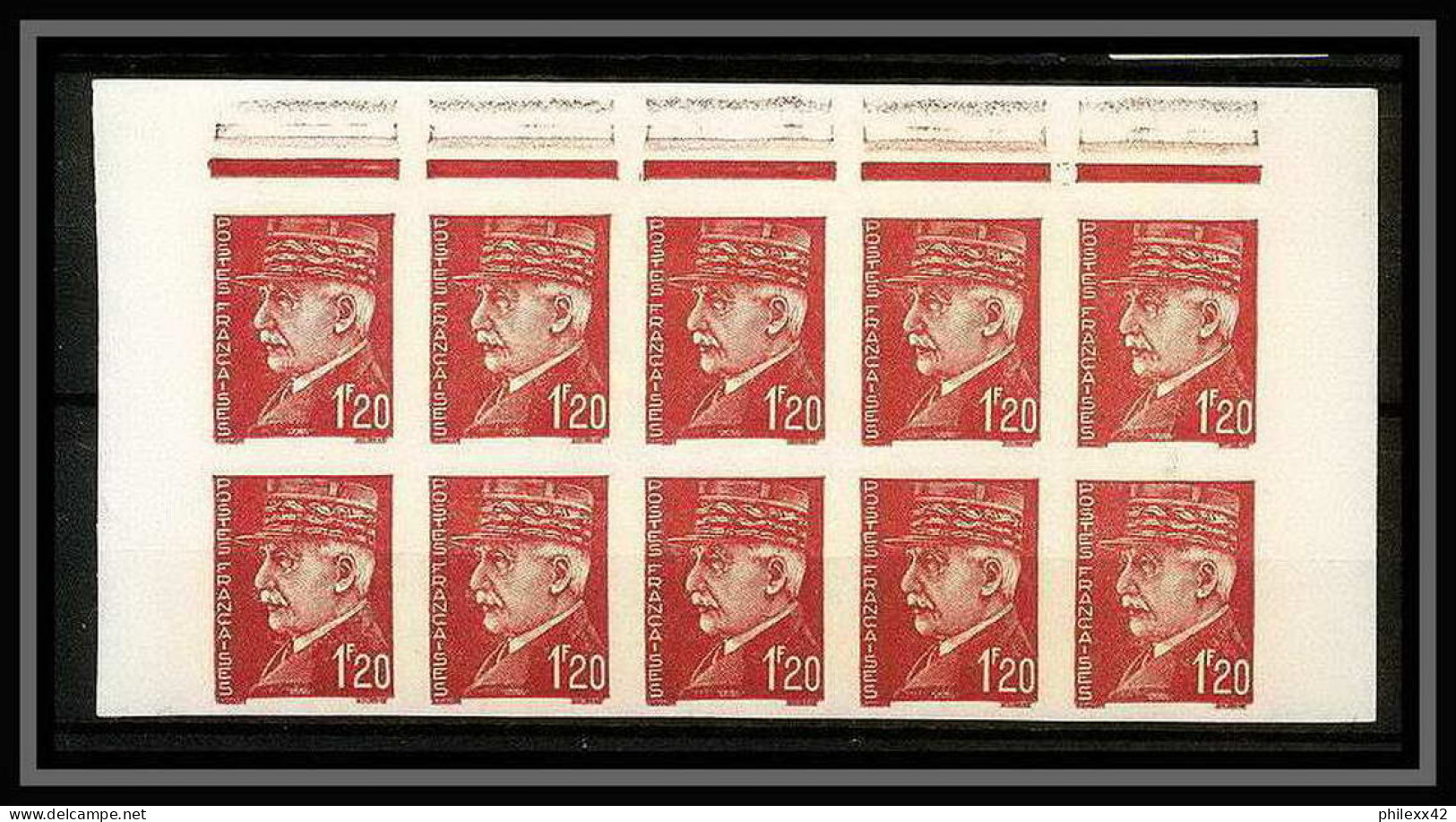 France N°515 Pétain Bloc De 10 Non Dentelé ** MNH (Imperf) - 1941-1950