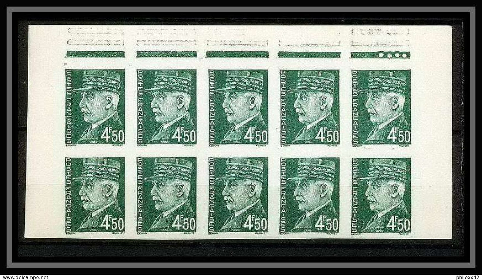 France N°521 B Pétain Bloc De 10 Non Dentelé ** MNH (Imperf) - 1941-1950