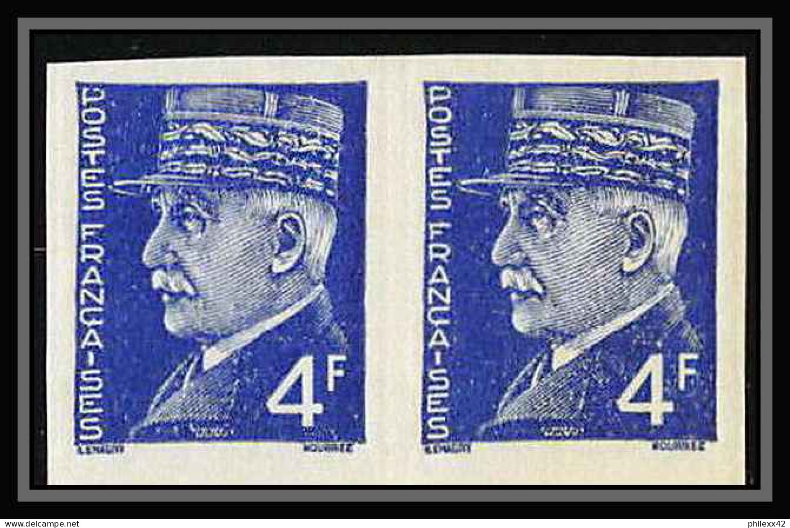 France N°521a (521 A) Marechal Petain Paire Non Dentelé ** MNH (Imperf)  - 1941-1950