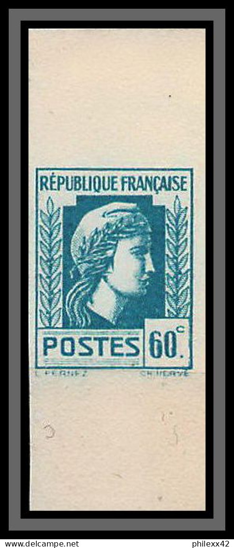 France N°634 Marianne Série D'Alger Non Dentelé (Imperf) Bord De Feuille Essai Trial Color Proof - Pruebas De Colores 1900-1944