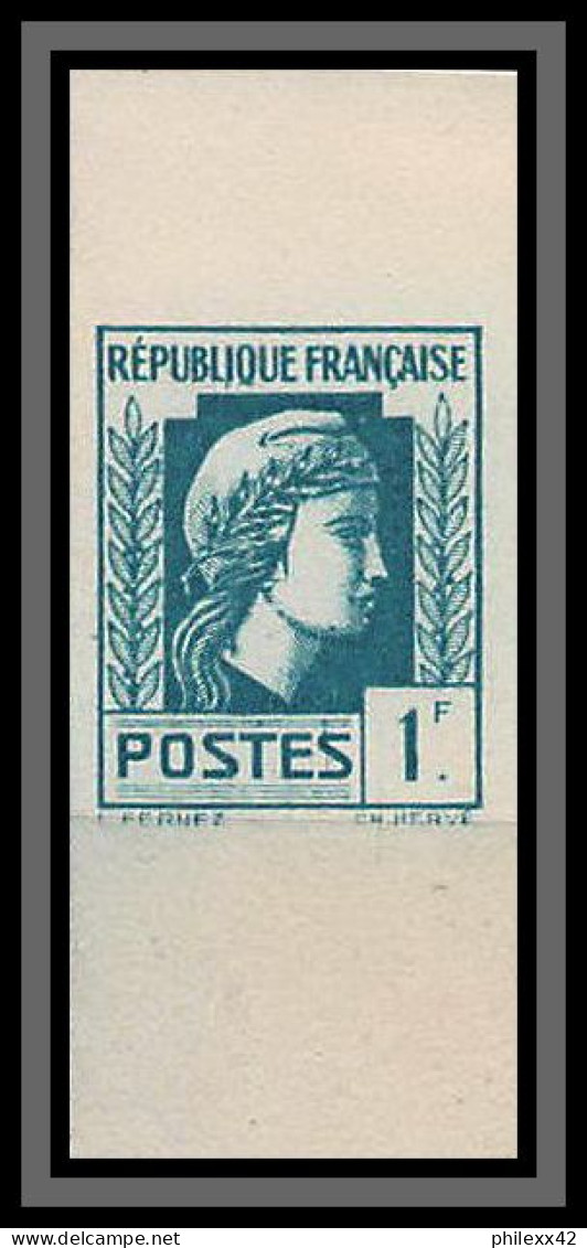 France N°637 Marianne Série D'Alger Non Dentelé (Imperf) Bord De Feuille Essai Trial Color Proof - Color Proofs 1900-1944