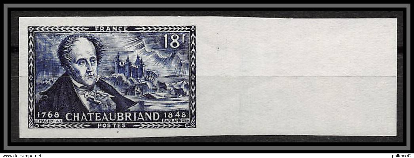 France N°816 Chateaubriand Non Dentelé ** MNH (Imperf) - 1941-1950