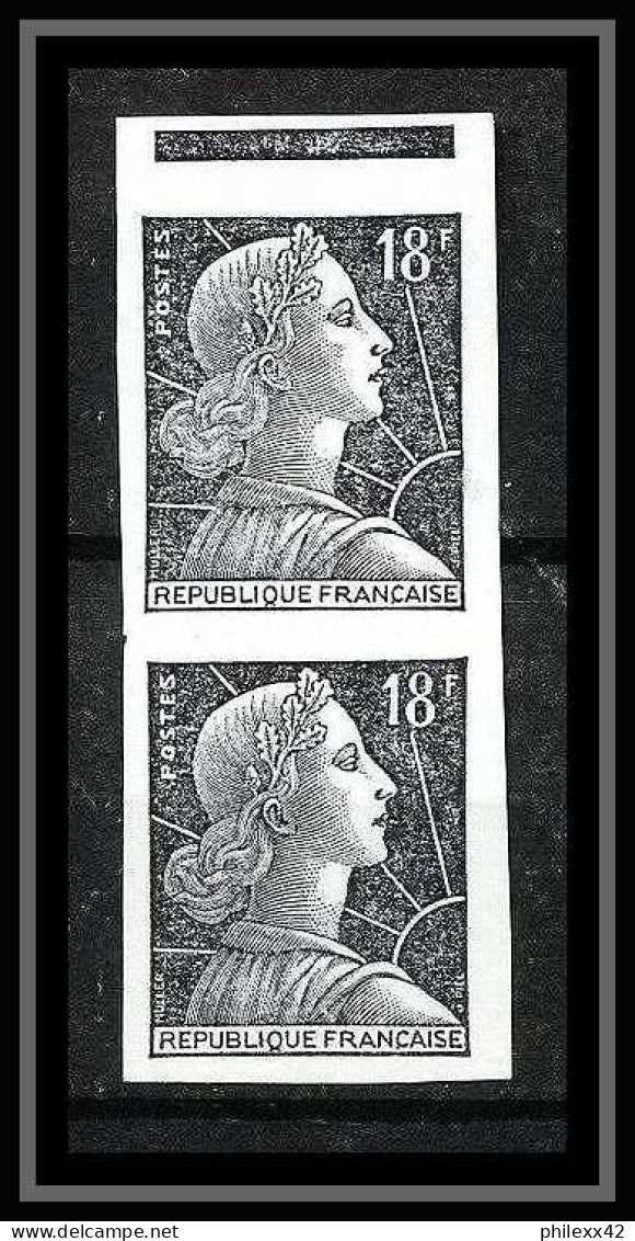 France N°1011A (1011 A) 18 F Marianne De Muller Paire Essai (trial Color Proof) Non Dentelé Imperf ** MNH - 1951-1960