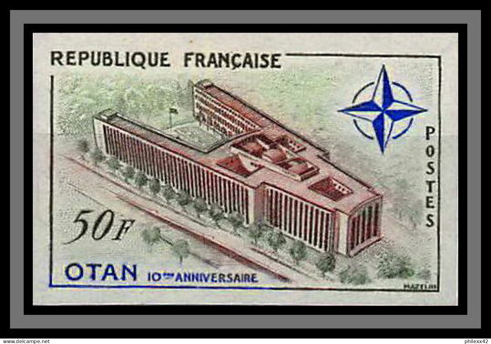France N°1228 OTAN Grand Palais Port Dauphine Paris Non Dentelé ** MNH (Imperf) Cote Maury 110 Euros DISCOUNT - NAVO
