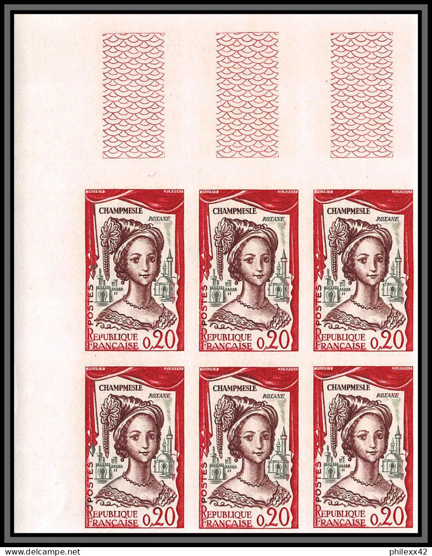 France N°1301/1305 Comédiens Français Cote Maury 750 Euros Non Dentelé ** MNH (Imperf) Bloc 6 Coin De Feuille - 1961-1970