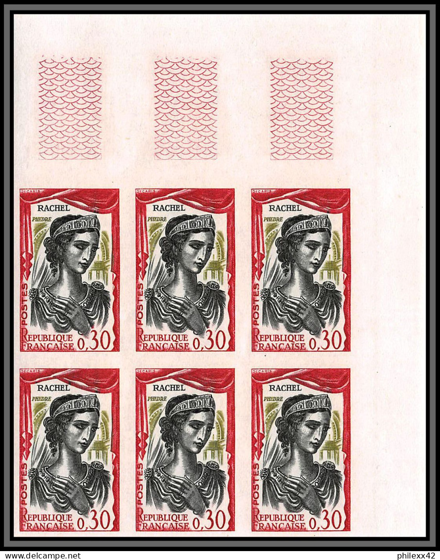 France N°1301/1305 Comédiens Français Cote Maury 750 Euros Non Dentelé ** MNH (Imperf) Bloc 6 Coin De Feuille - 1961-1970