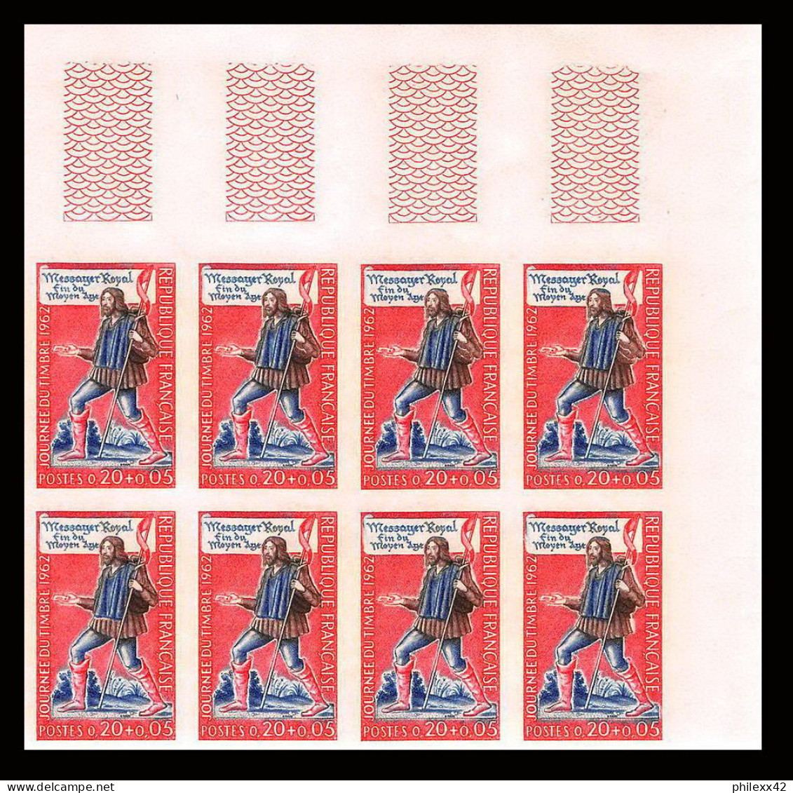 France N°1332 Journée Du Timbre 1962 Non Dentelé ** MNH (Imperf) Royal Postman Bloc 8 - 1961-1970