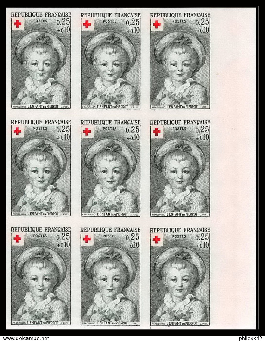 France N°1366/1367 Croix Rouge Red Cross 1962 Bloc 9 Non Dentelé ** MNH Imperf Cote 1080 Fragonard Tableau Painting - 1961-1970