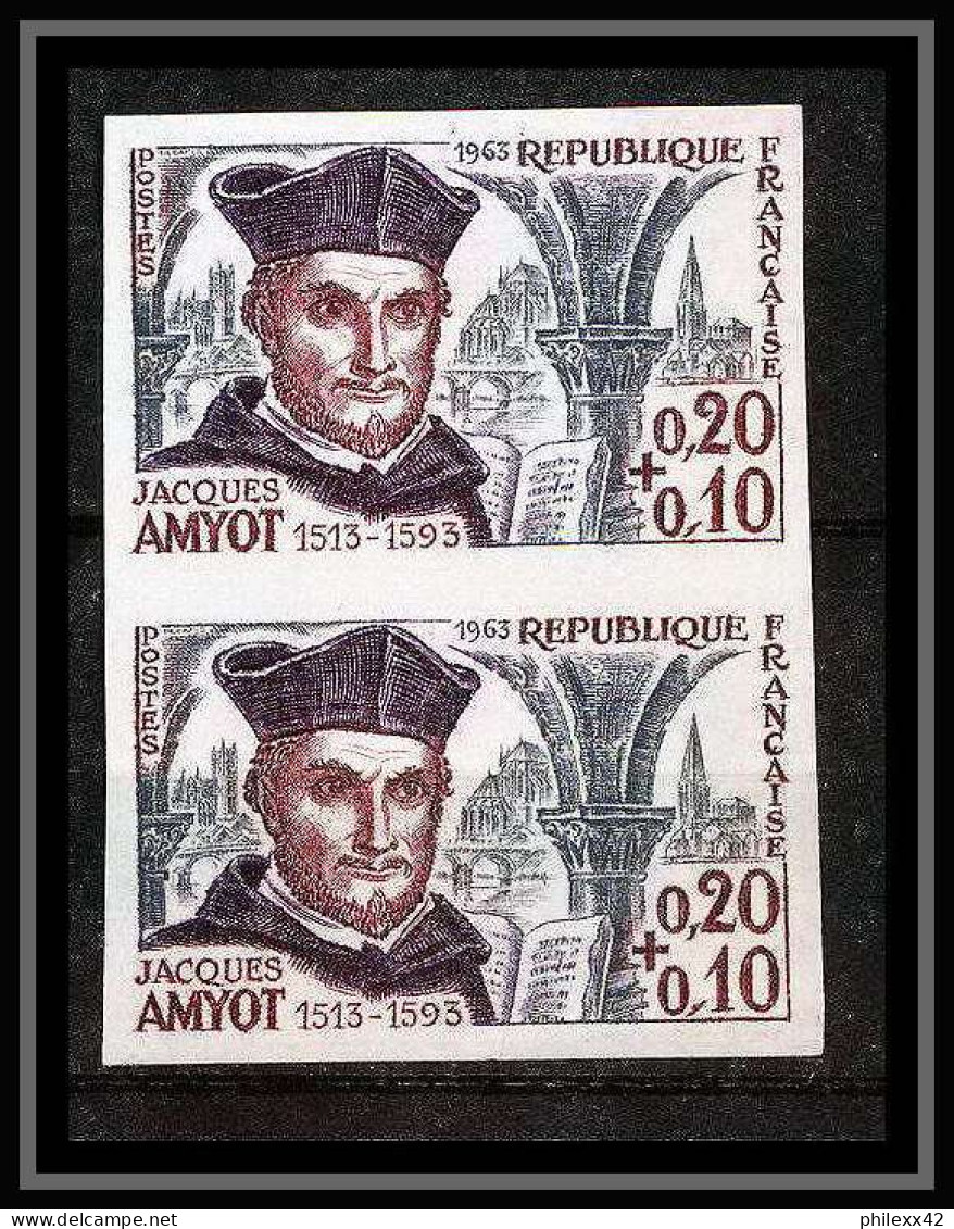 France N°1370 Jacques Amyot Ecrivain Writer Paire Non Dentelé ** MNH (Imperf) - 1961-1970