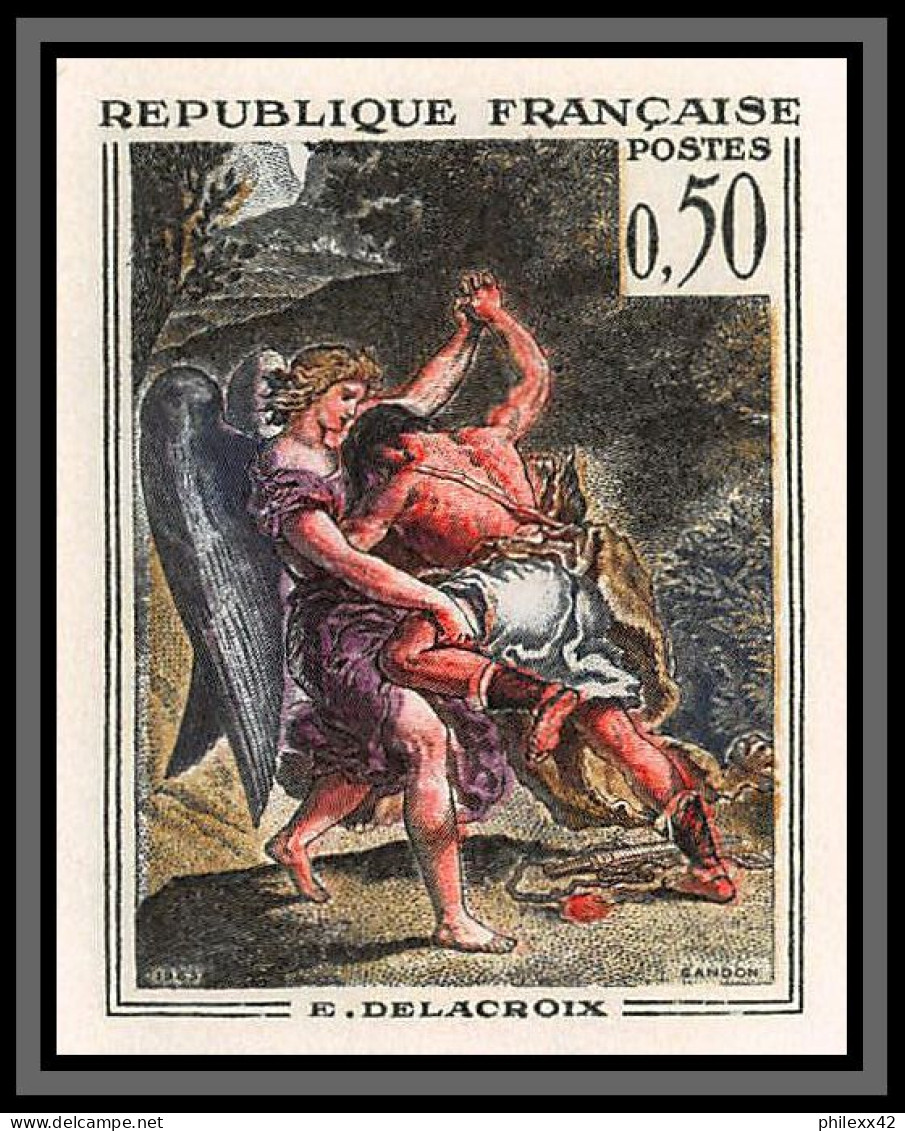 France N°1376/1377 Lutte De Jacob Avec L'Ange Delacroix Sainte Foy Conches Tableau Painting Non Dentelé Imperf Cote 250 - 1961-1970