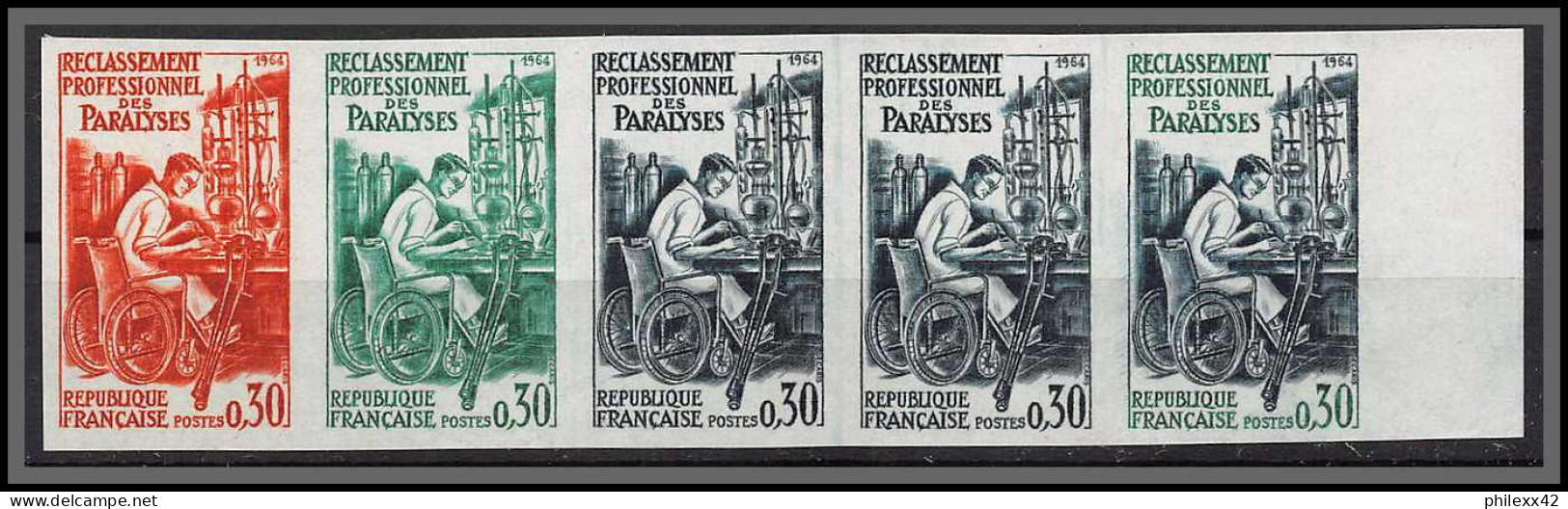 France N°1405 Paralysés Paralyzed Handicap Handicapes 1964 Dande 5 Trial Color Proof Non Dentelé Imperf ** MNH - 1961-1970