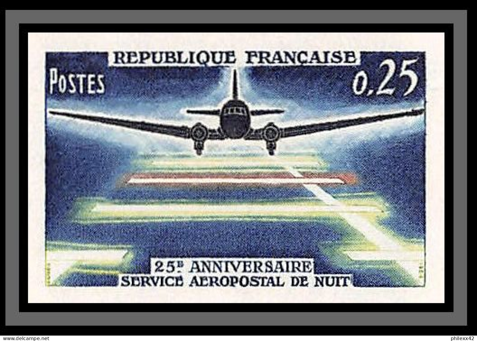 France N°1418 Pa Airmail Aéropostale Avion Douglas Dc-3 Non Dentelé ** MNH Imperf Cote Maury 60 - 1961-1970