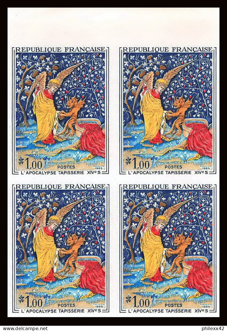 France N°1458 L'apocalypse Tapisserie Angers Tableau Painting Non Dentelé ** MNH Imperf Bloc 4 Cote 360 Euros Tapestry - 1961-1970