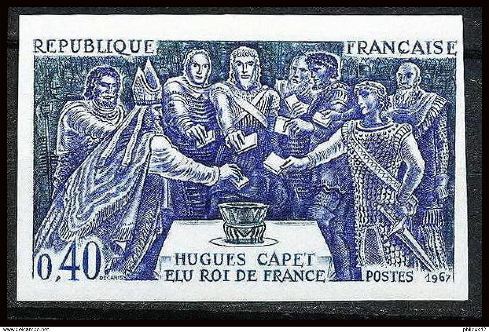 France N°1537 Hugues Capet (roi King) Non Dentelé ** MNH (Imperf) - 1961-1970