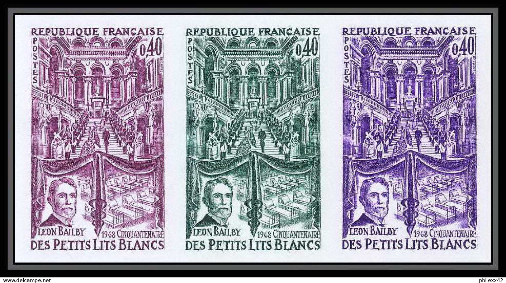 France N°1575 Bal Petits Lits Blancs Bailly Compositeur Musique Music Trial Color Proof Non Dentelé Imperf ** MNH - 1961-1970