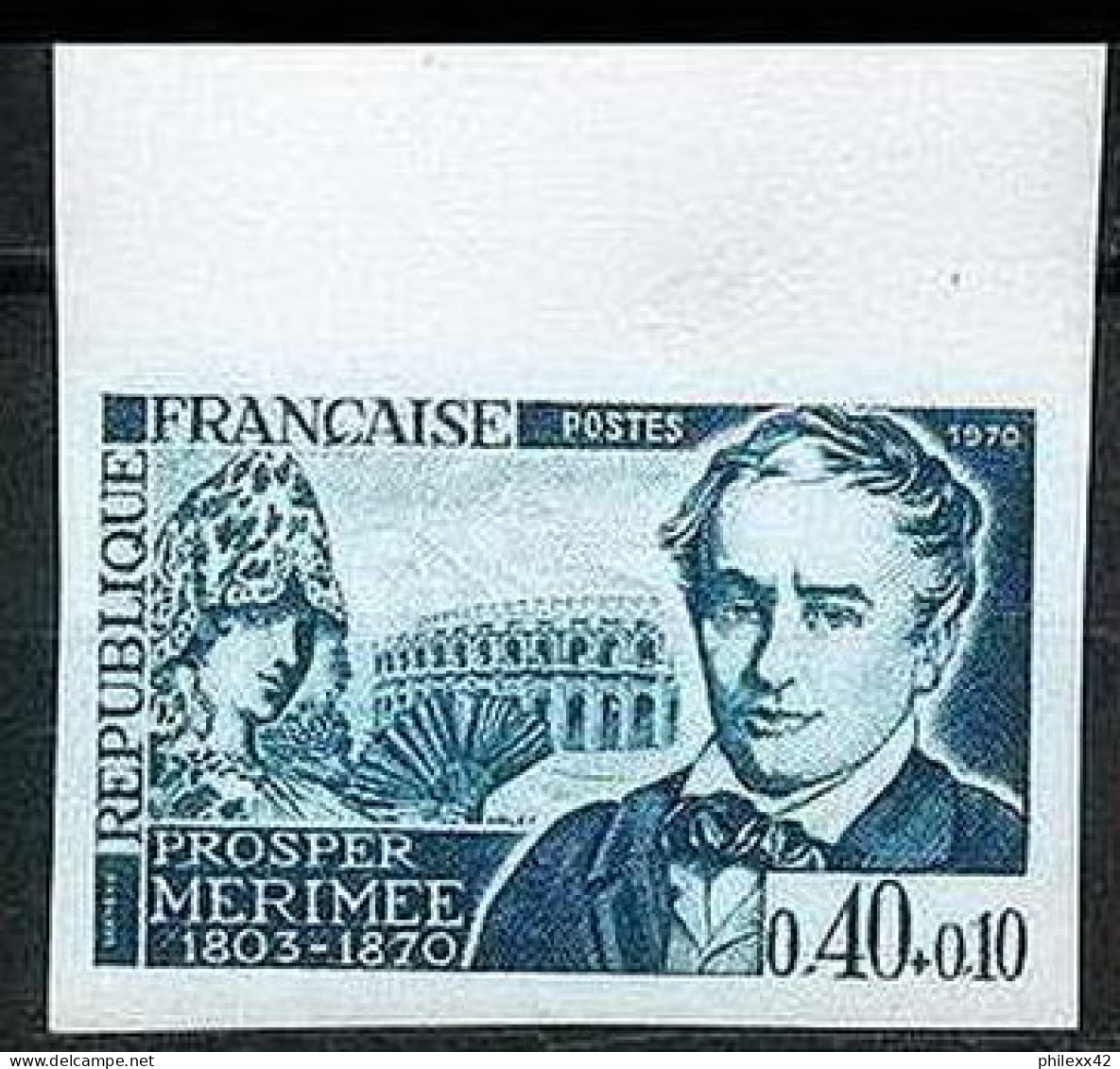 France N°1624 Prosper Mérimée écrivain Writer Non Dentelé ** MNH (Imperf) - 1961-1970