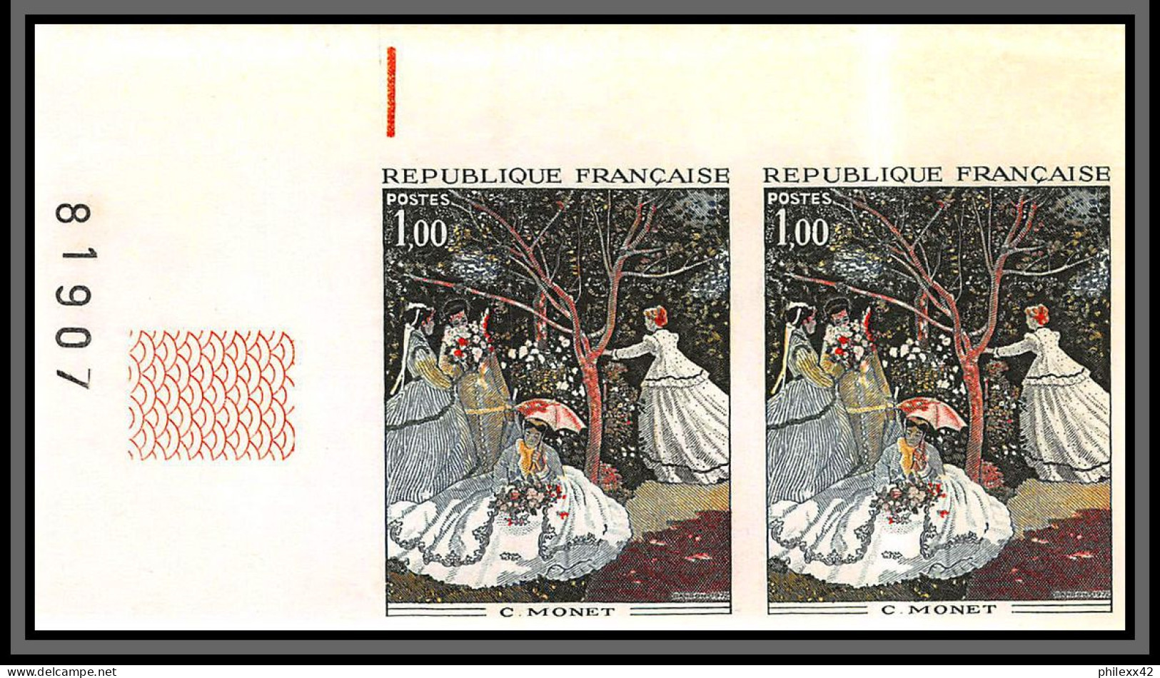 France N°1703 Tableau (Painting) Femmes Au Jardin Monet Paire Non Dentelé ** MNH (Imperf) Cote Maury 220 - Impresionismo