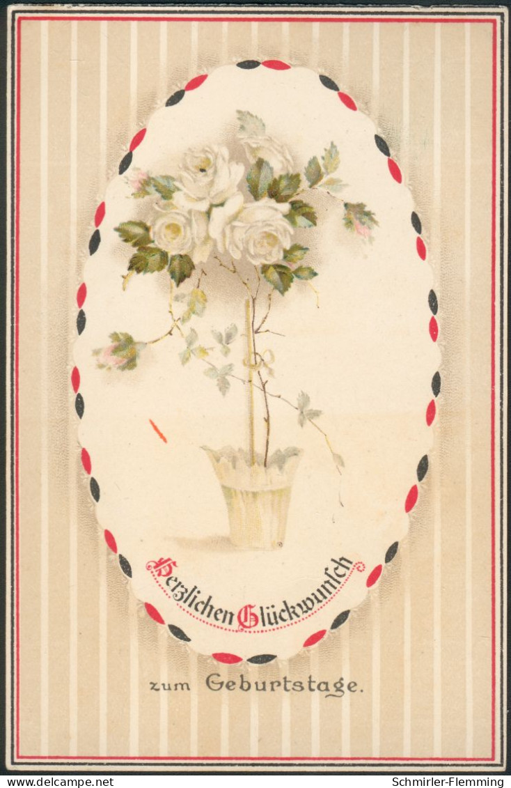 Postkarte WWI Herzlichen Glückwünsch Zum Geburtstage Farbig, Hamburg 1916 Orig. Gelaufen N. Altona/Ottensen, I-II - Geburtstag