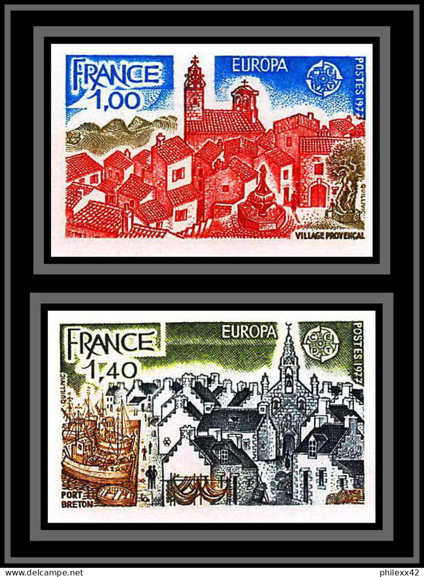 France N°1928/1929 Europa 1977 Village Provencal Et Breton Non Dentelé ** MNH (Imperf)  - 1977