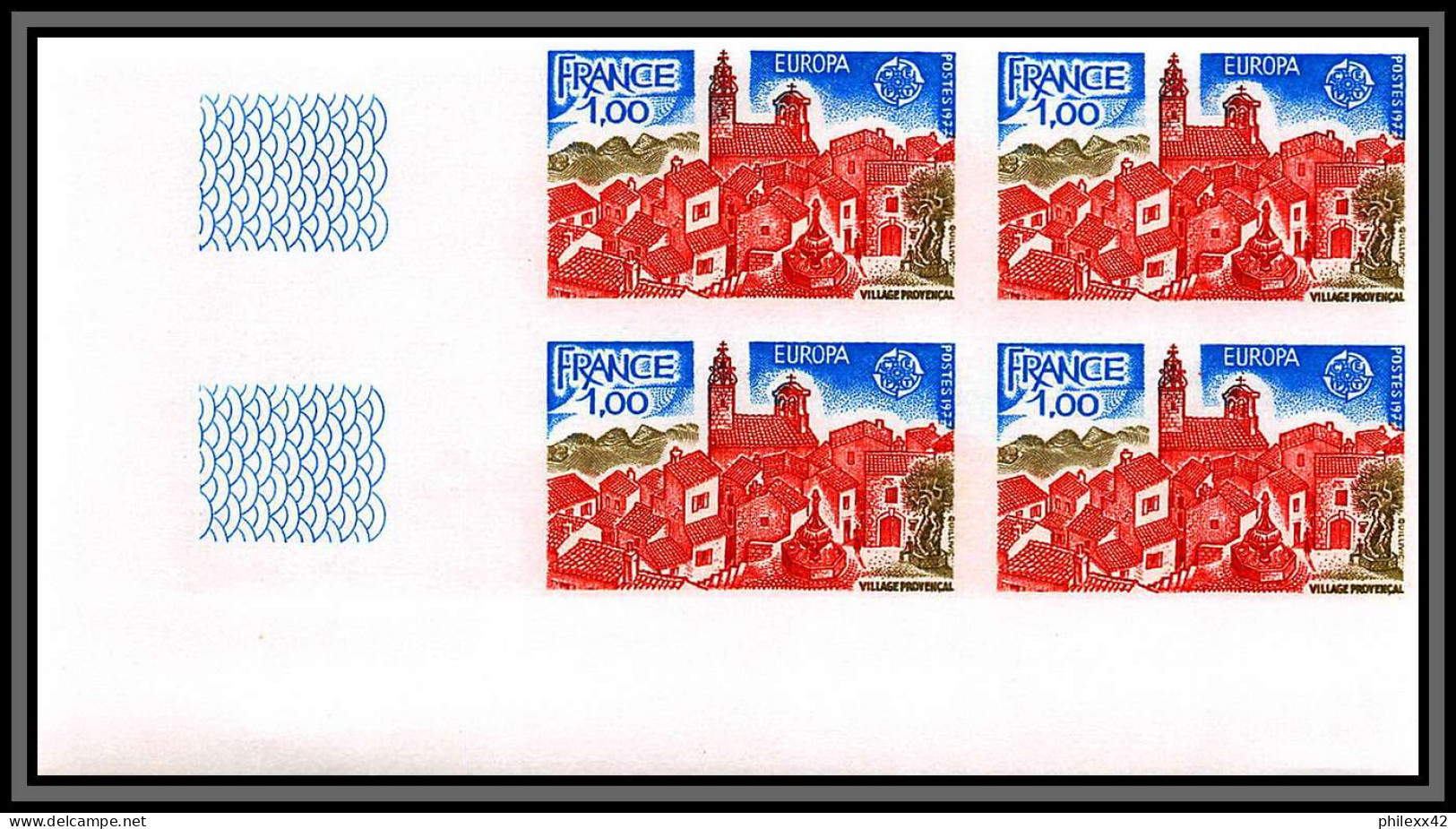 France N°1928/1929 Europa 1977 Village Provencal Et Breton Non Dentelé ** MNH (Imperf) Bloc De 4  - 1977