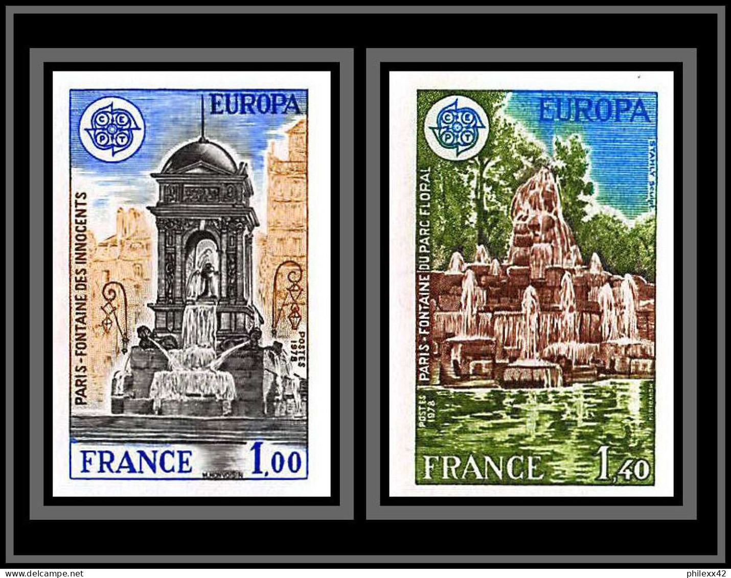 France N°2008/2009 Europa 1979 Fontaines Fountain Non Dentelé ** MNH (Imperf) Cote 95 Euros - 1971-1980