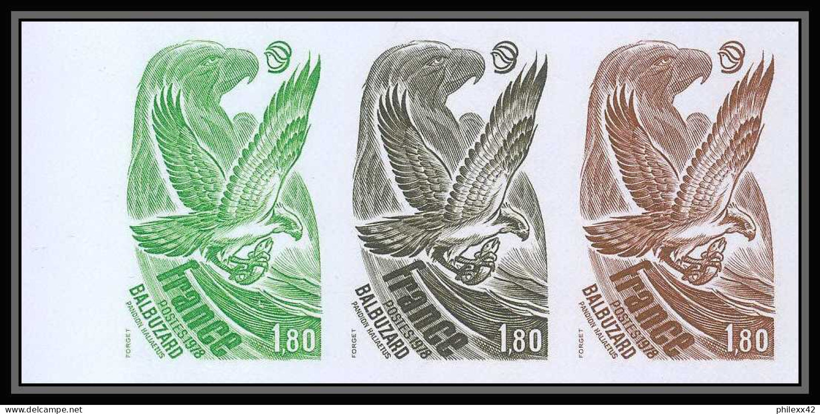France N°2018 Oiseaux (birds Of Prey) Balbuzard Rapaces Osprey Lot De 12 Essai Proof Non Dentelé Imperf ** MNH - 1971-1980