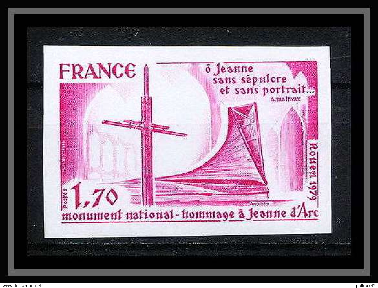 France N°2051 Jeanne D'Arc Monument National Rouen 1979 Non Dentelé ** MNH (Imperf) - 1971-1980