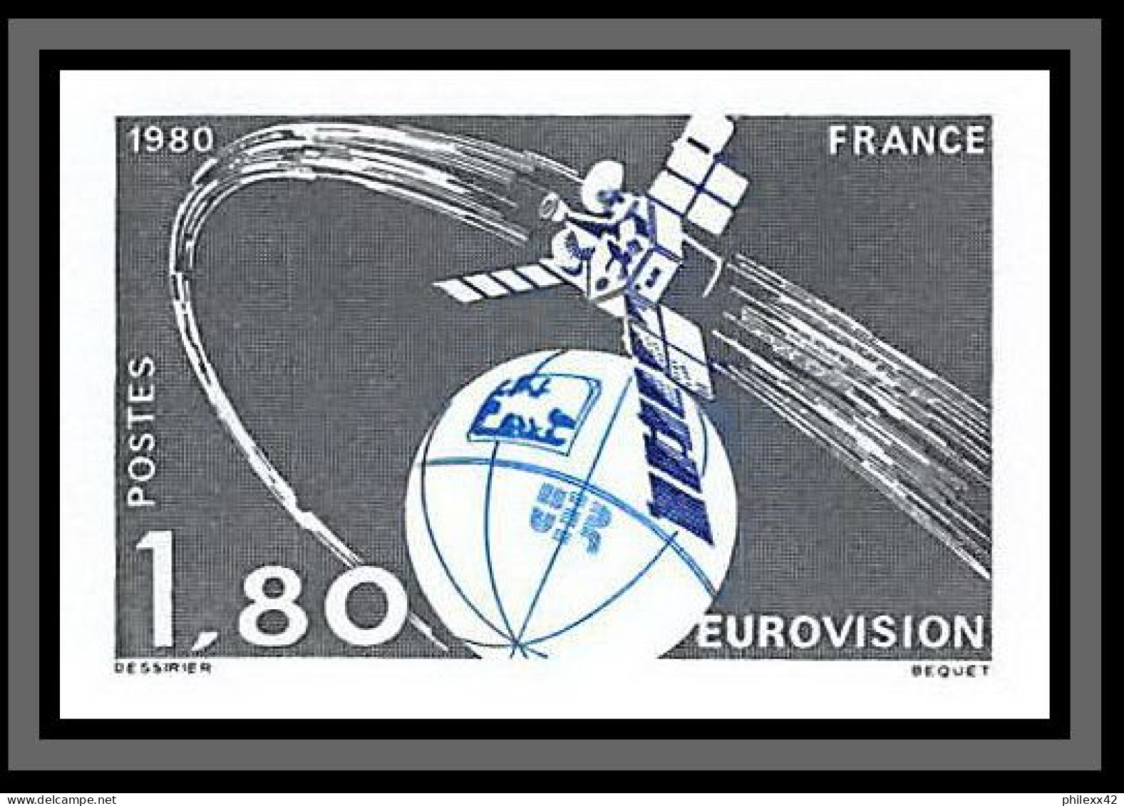 France N°2073 Eurovision Espace (space) Satellite Probe Non Dentelé ** MNH (Imperf) Cote Maury 50 Euros - 1971-1980