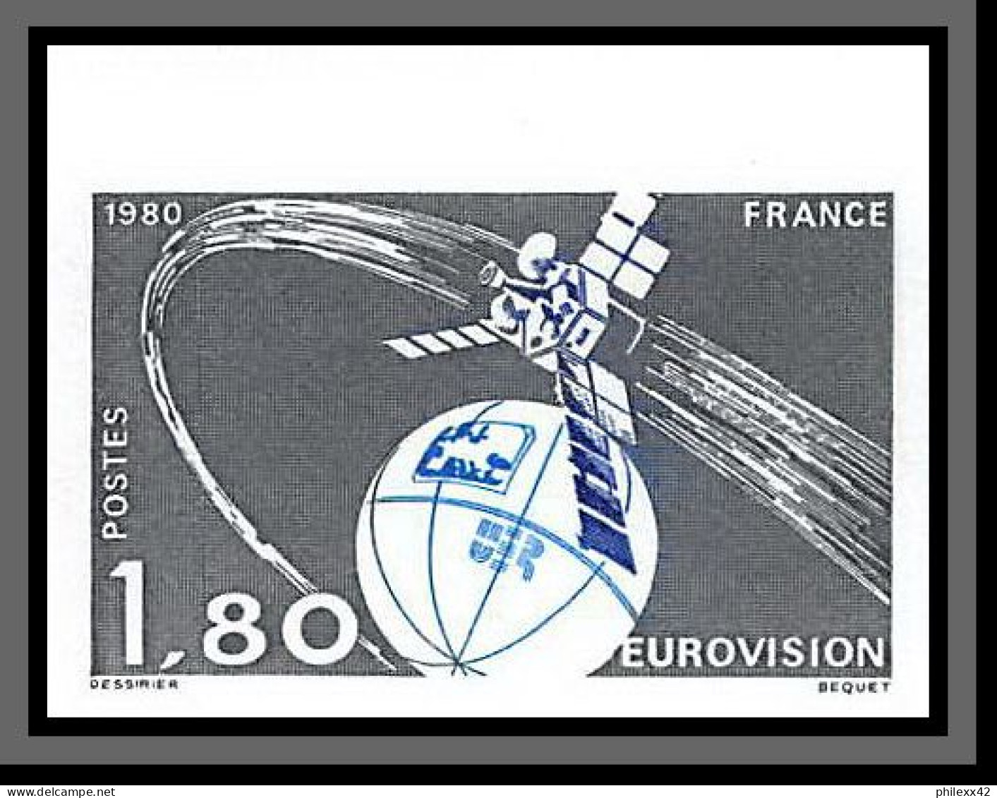 France N°2073 Eurovision Espace (space) Satellite Probe Non Dentelé ** MNH (Imperf) Cote Maury 50 Euros Bord De Feuille - 1971-1980