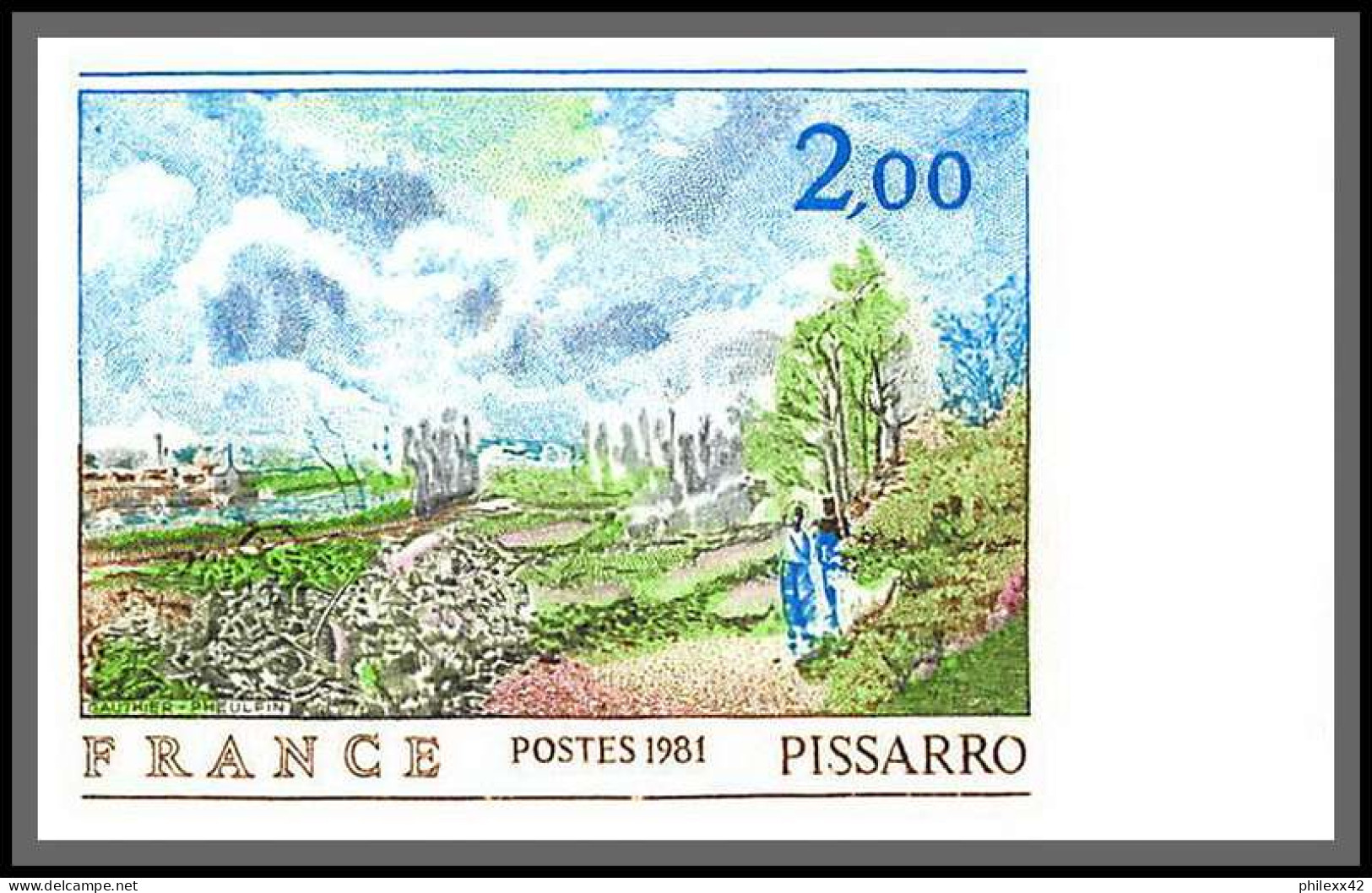 France N°2136 La Sente Du Chou De Pissarro Tableau (Painting) Non Dentelé ** MNH (Imperf) Cote 85 Bord De Feuiile - Impresionismo