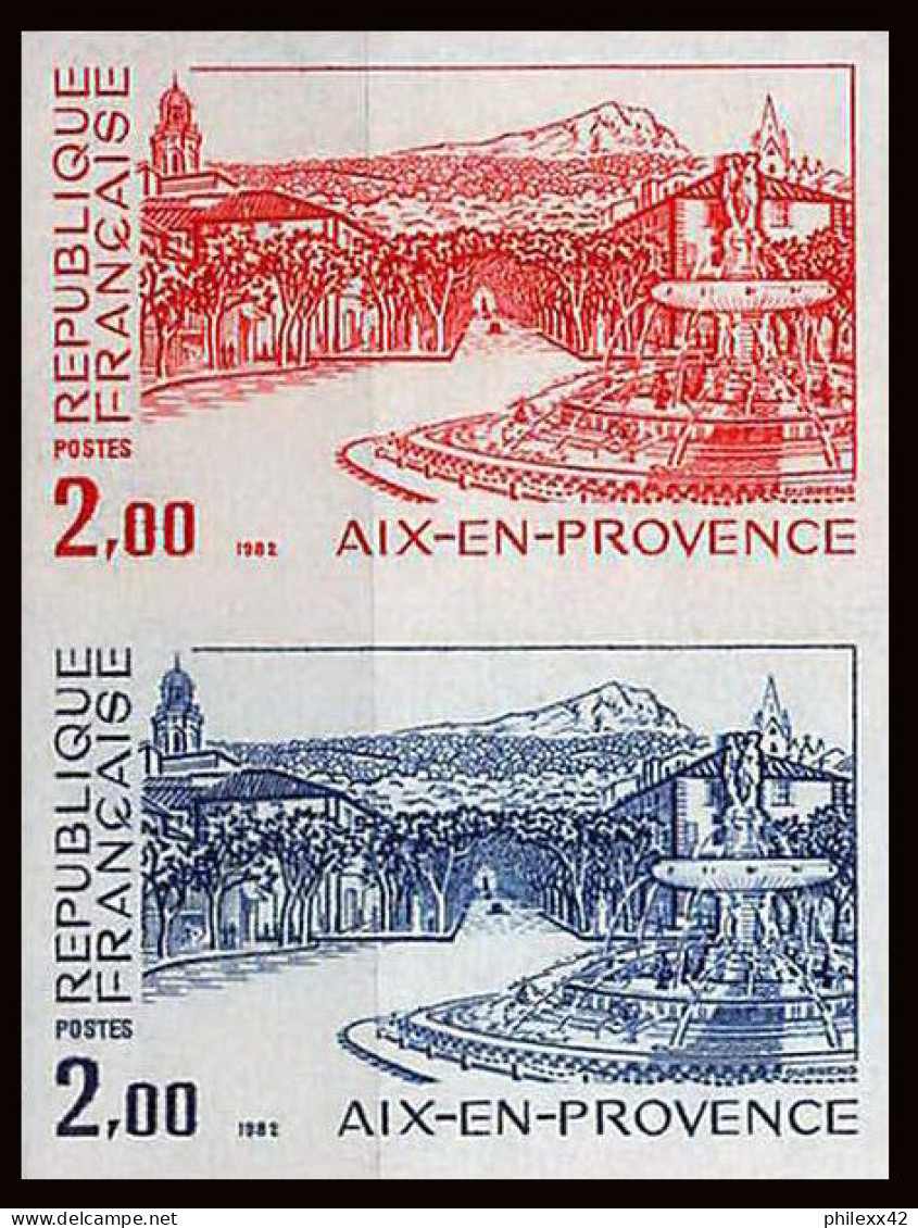 France N°2194 Aix-en-Provence Bouches-du-Rhone Paire Essai (trial Color Proof) Non Dentelé Imperf ** MNH - Farbtests 1945-…