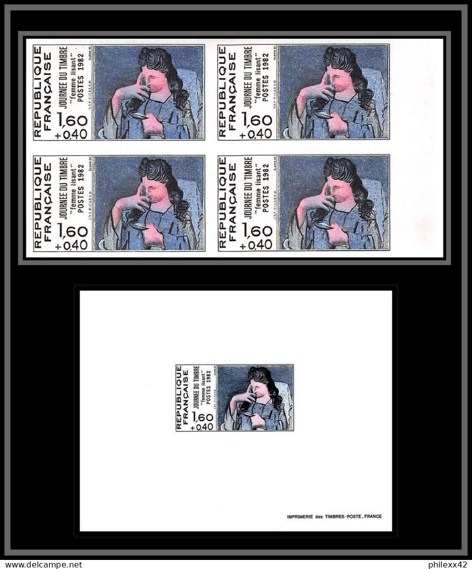 France N°2205 Femme Lisant De Picasso Tableau (Painting) Epreuve Proof Bloc 4 Non Dentelé ** MNH (Imperf) 1982 - Picasso
