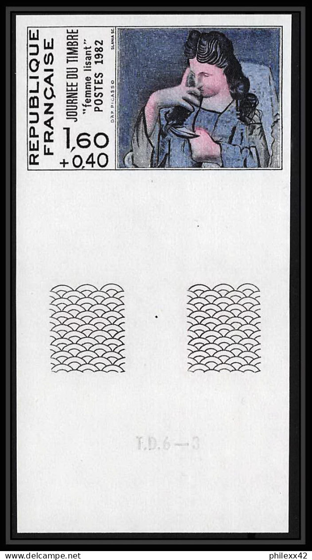 France N°2205 1982 Femme Lisant De Picasso Tableau (Painting) Epreuve + Photo Proof Non Dentelé ** MNH (Imperf) - Picasso