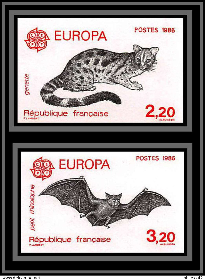 France N°2416/2417 Europe 1986 Genette Bat Chauve Souris Non Dentelé ** MNH (Imperf)  - 1986