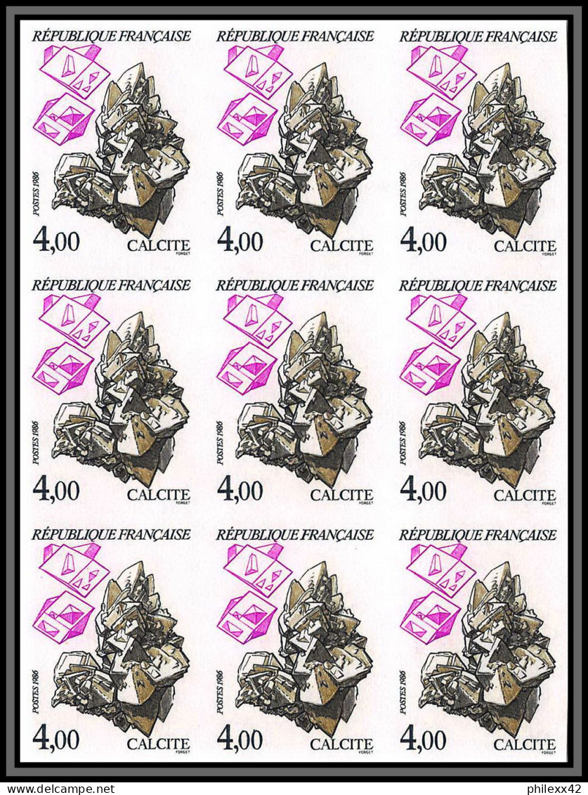 France N°2429/2432 Mineraux Minerals 1986 Non Dentelé ** MNH (Imperf) Bloc 9 Cote 1080 Euros - Minerals