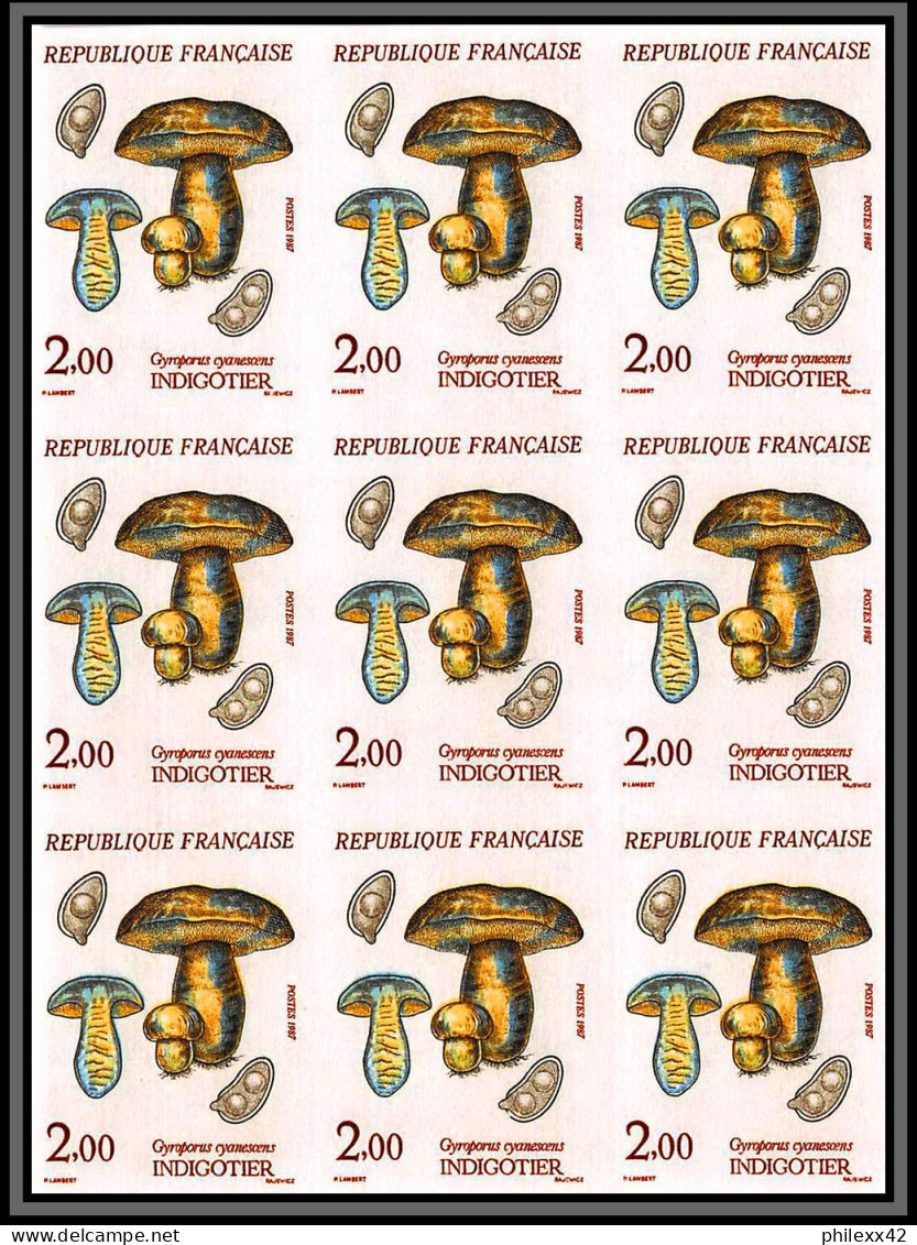 France N°2488/2491 Champignons De France Mushrooms Funghi 1987 Non Dentelé ** MNH (Imperf) Bloc 9 Cote Maury 1215 Euros - 1981-1990