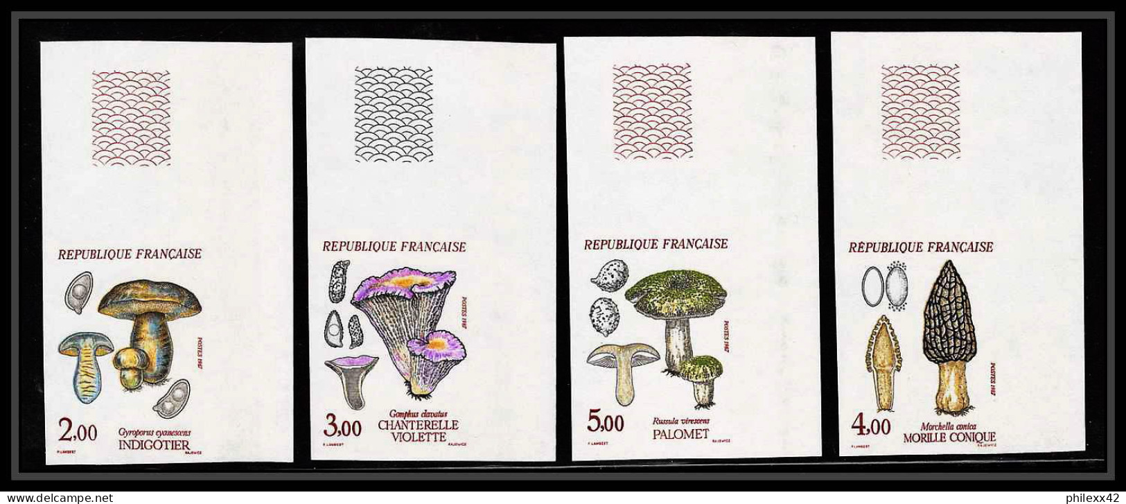 France N°2488/2491 Coin De Feuille Champignons (mushroom Funghi) 1987 Non Dentelé ** MNH (Imperf) Cote Maury 135 Euros - 1981-1990