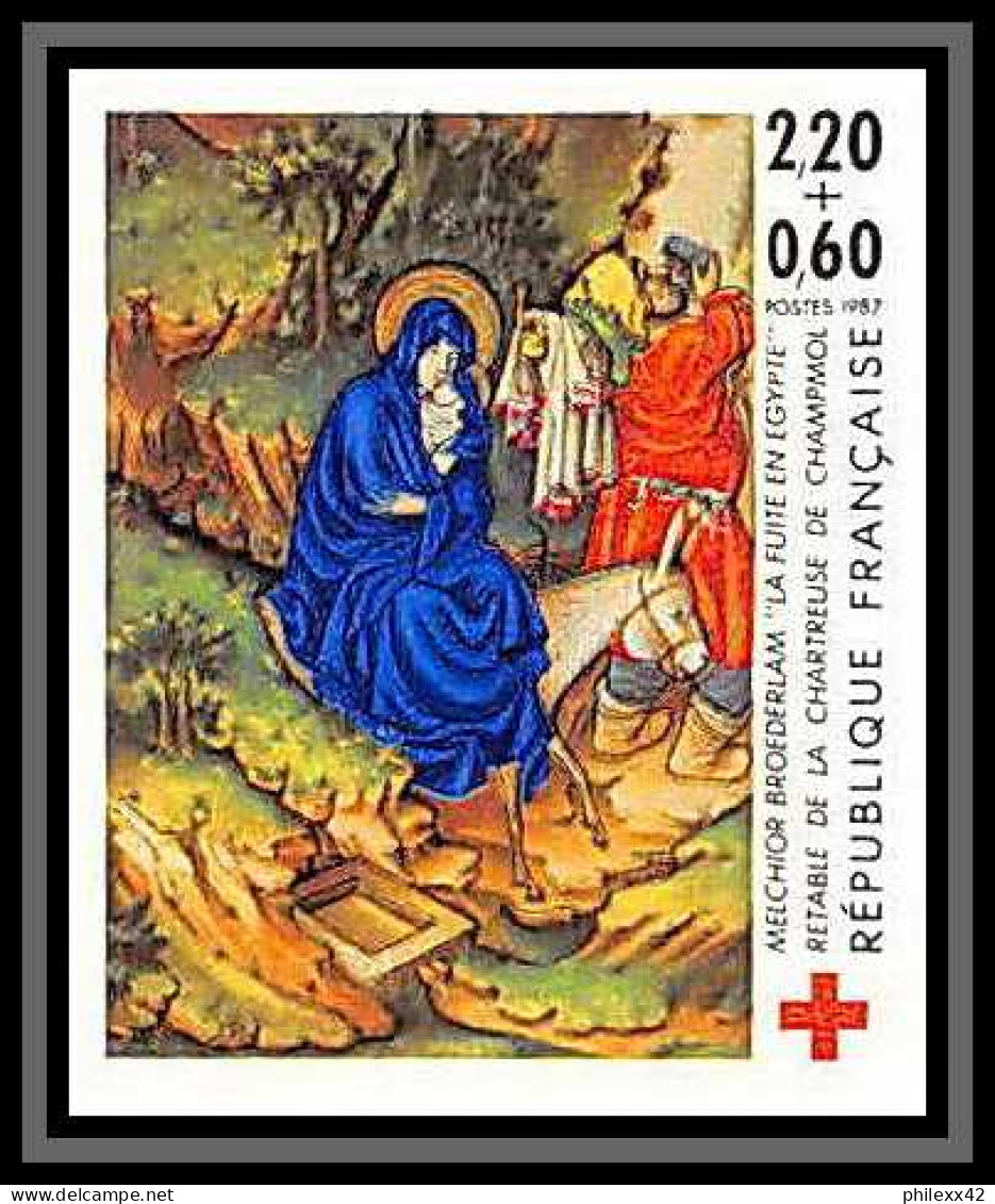 France N°2498 Retable De La Chartreuse De Champmol Croix Rouge (red Cross) 1987 Non Dentelé ** MNH (Imperf) - 1981-1990