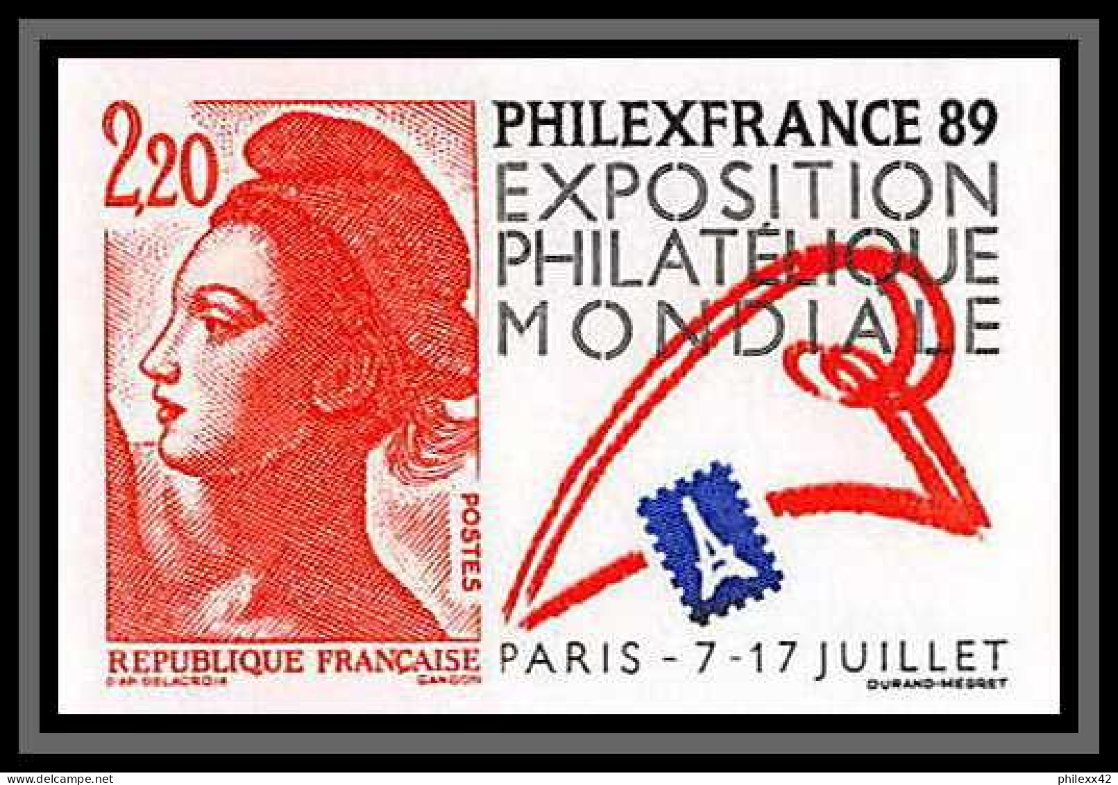 France N°2524 Bicentenaire Revolution Philexfrance 89 Liberté Gandon Non Dentelé ** MNH (Imperf) Cote 50 - French Revolution