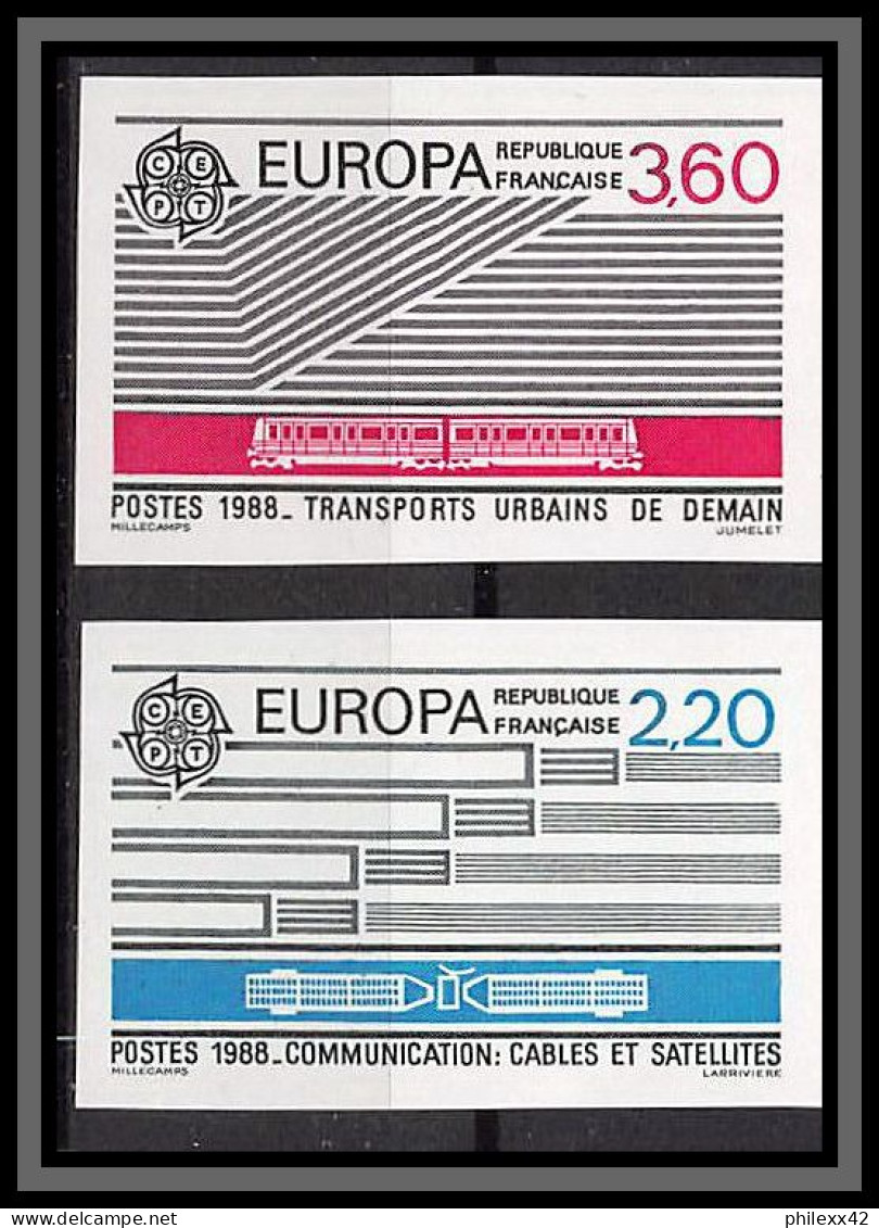 France N°2531/2532 Europa 1988 Transport Et Communication Non Dentelé ** MNH (Imperf) Cote 90 Euros - 1981-1990