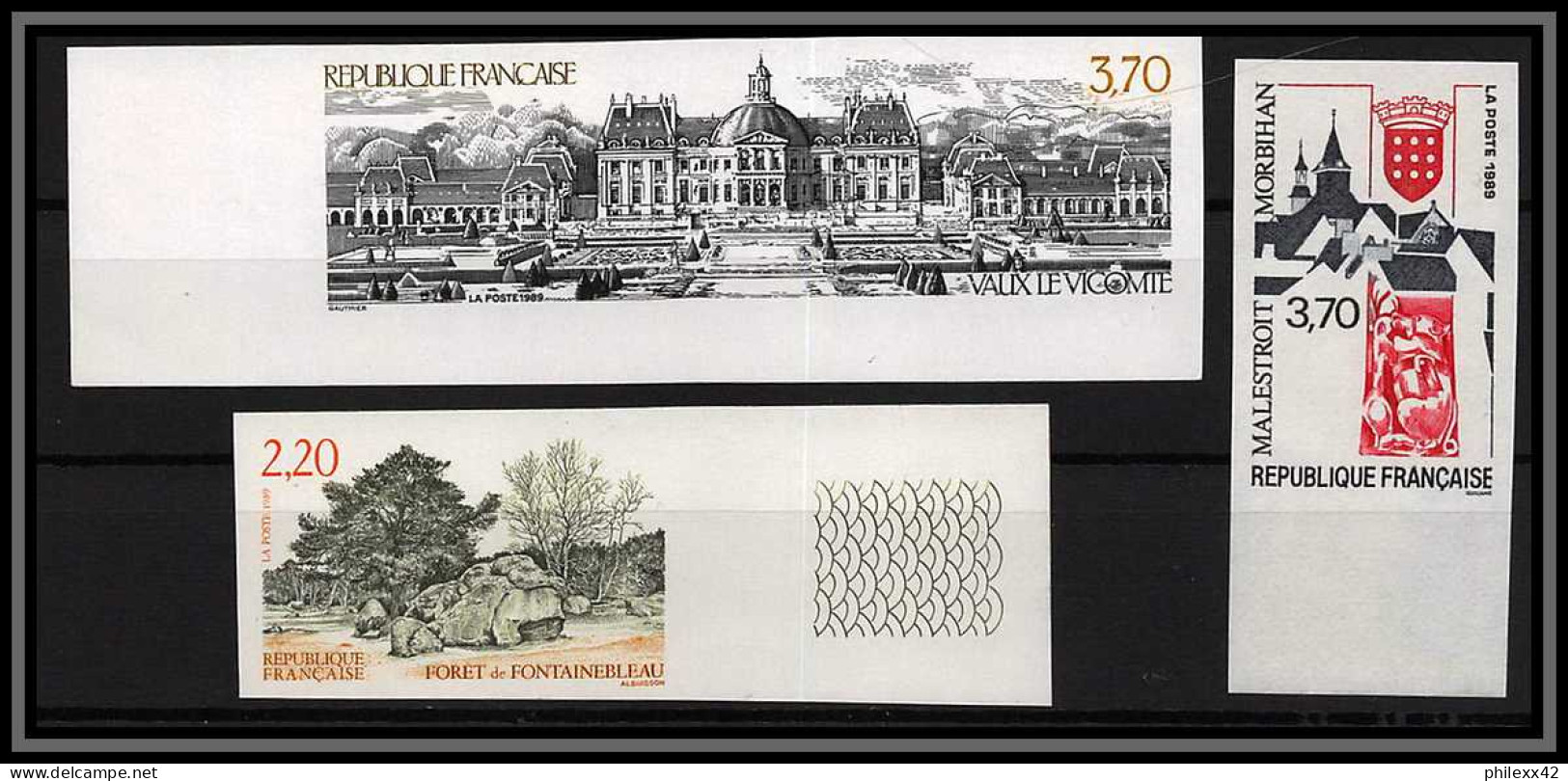 France N°2586/2588 Fontainebleau Vaux-le-Vicomte Malestroit Non Dentelé ** MNH (Imperf) Cote 50 - 1981-1990