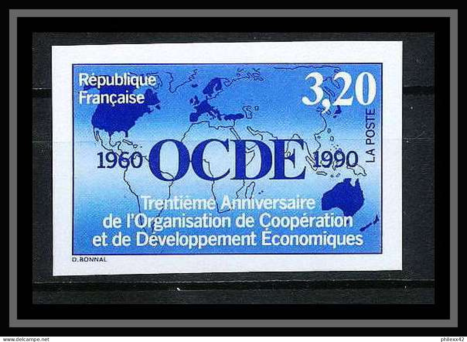 France N°2673 OCDE Organisation De Coopération économique 1990 Non Dentelé ** MNH Imperf Cote 40 Discount - 1981-1990