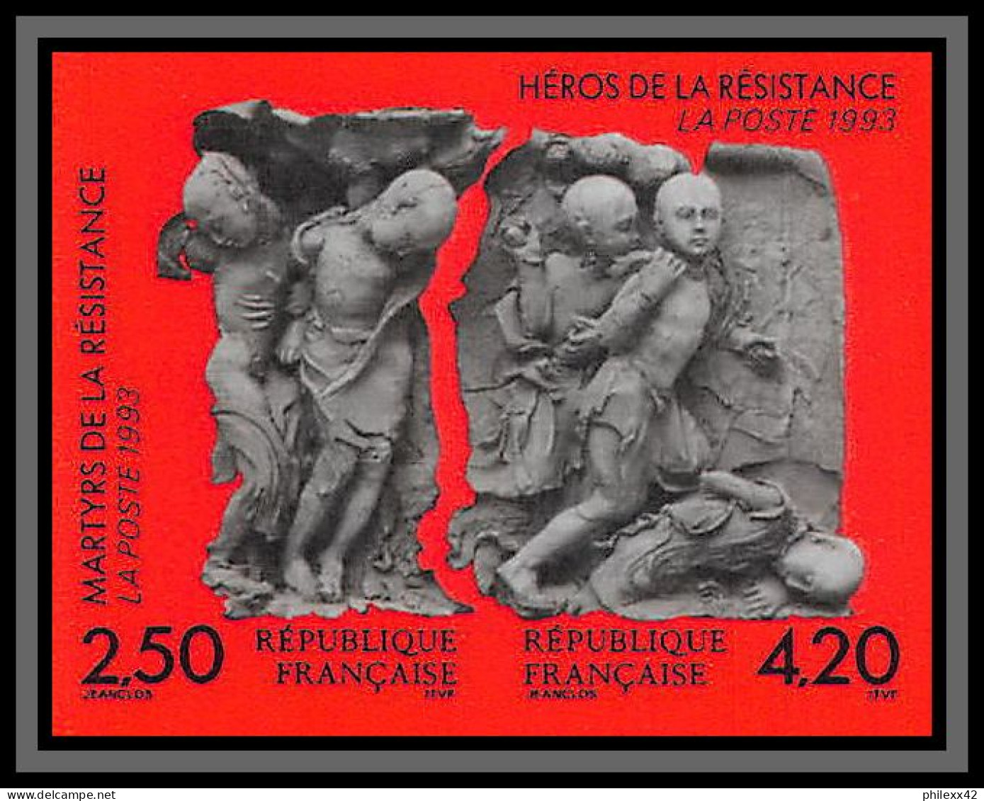 France N°2813A Martyrs Et Héros De La Résistance Guerre 1939/45 War 2813 2814 Non Dentelé ** MNH (Imperf) - 1991-2000