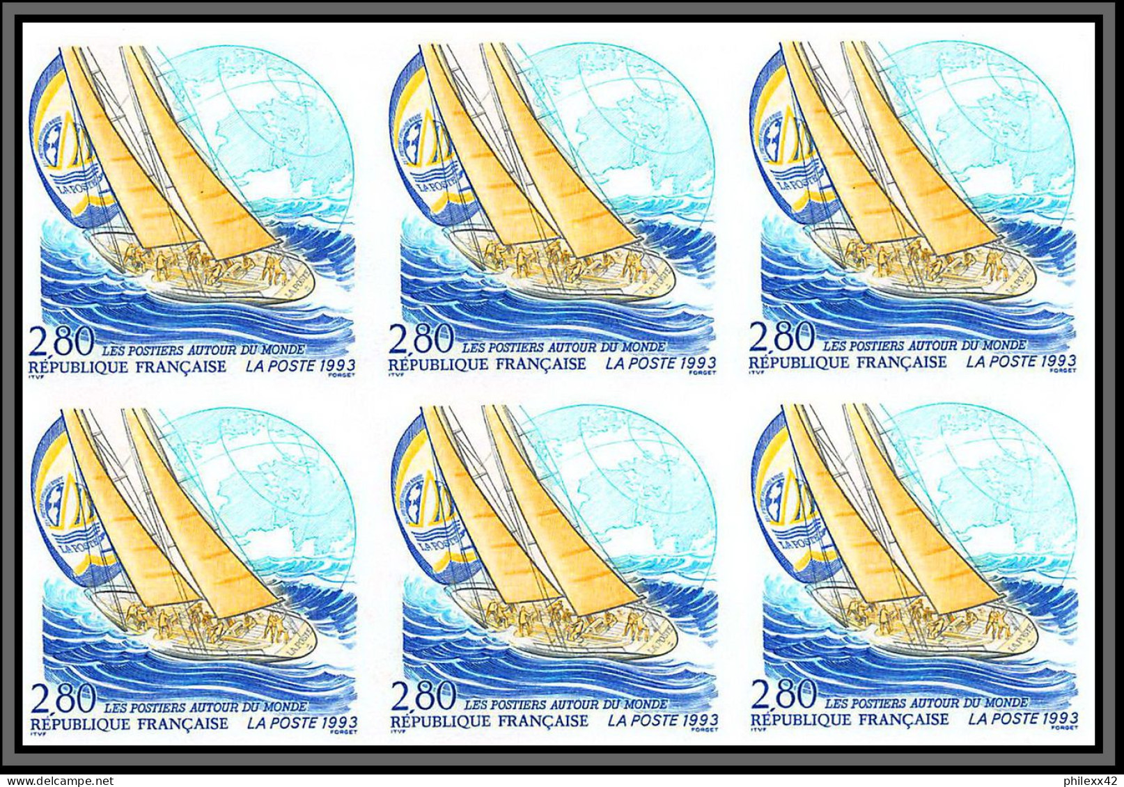 France N°2831 Whitbread Round The World Race Volvo Race Voile Sailing 1993 Non Dentelé ** MNH (Imperf) Bloc 6 - 1991-2000