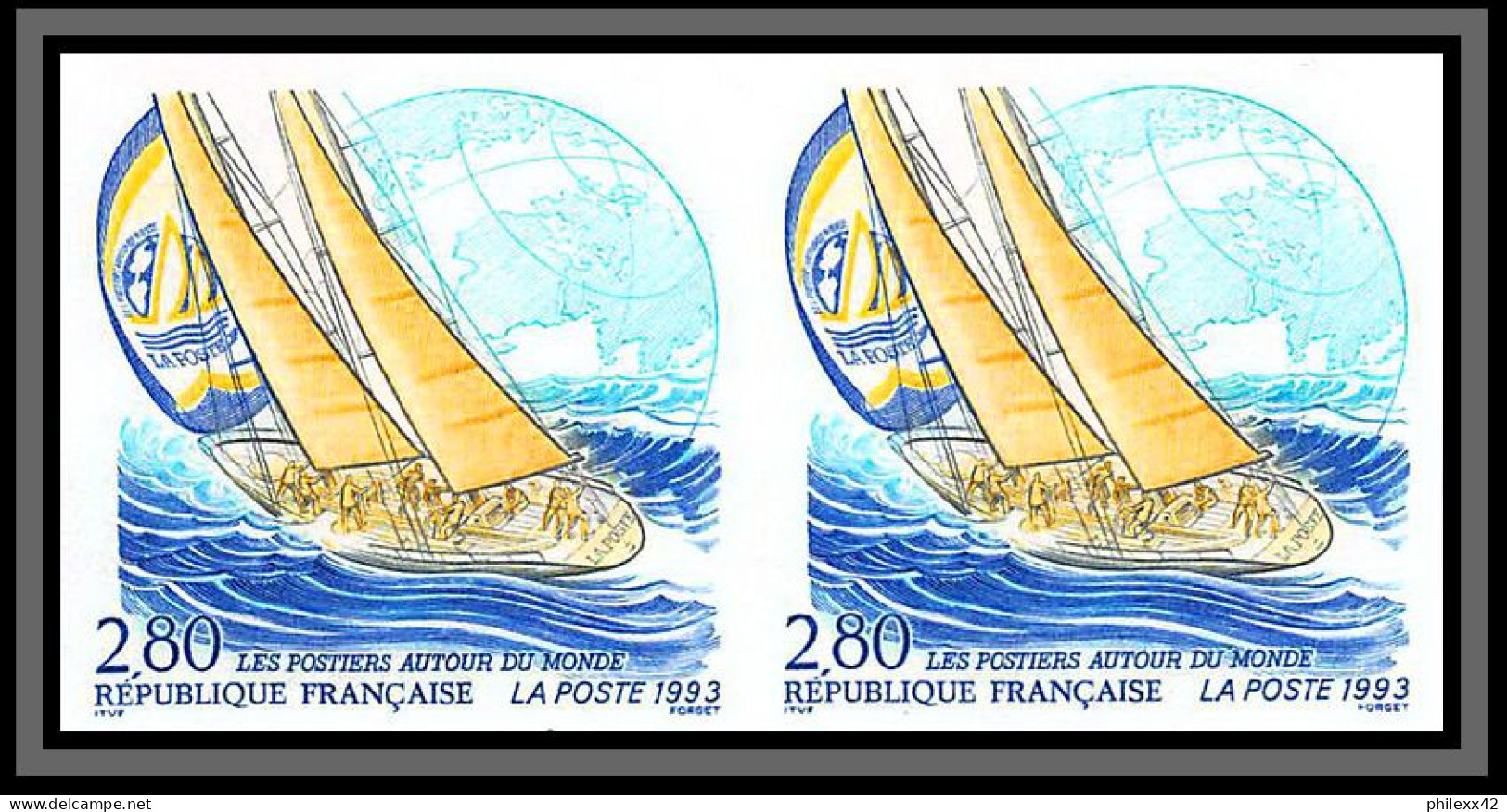 France N°2831 Whitbread Round The World Race Volvo Race Voile Sailing 1993 Non Dentelé ** MNH (Imperf) Paire - 1991-2000