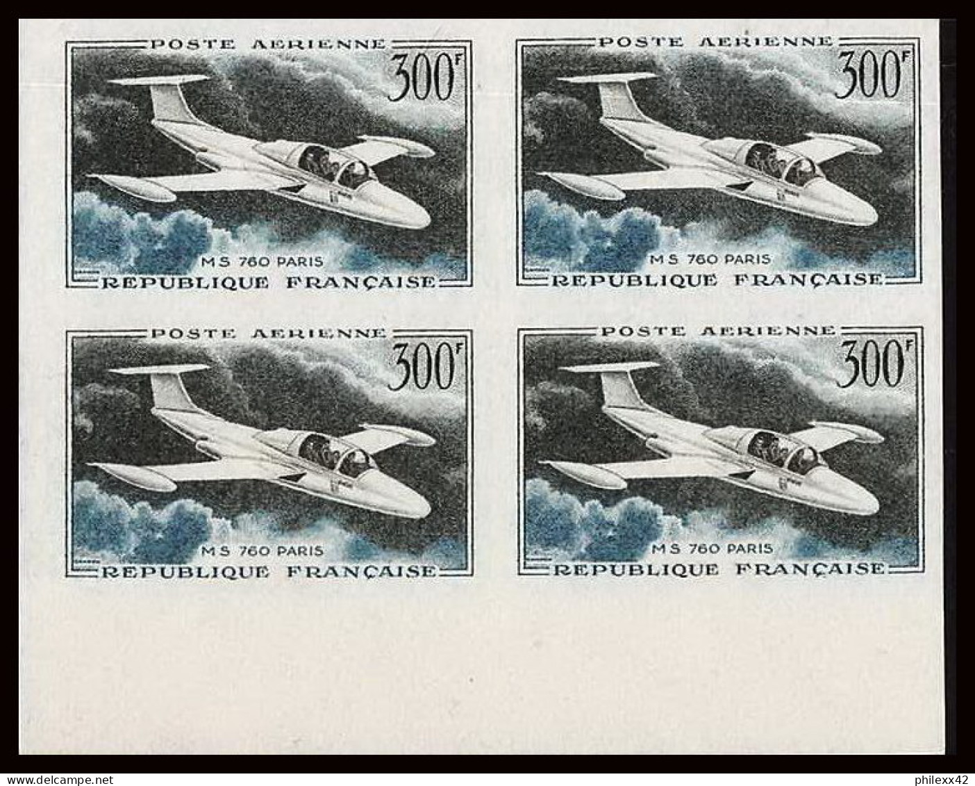 France PA Poste Aerienne Aviation N°35 Maurane Morane Saulnier Non Dentelé ** MNH Imperf Bloc 4 - 1951-1960