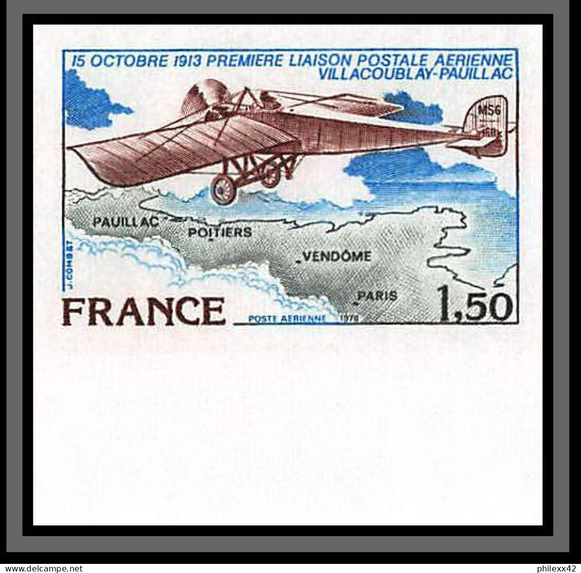 France PA Poste Aerienne Aviation N°51 Villacoublay Pauillac Non Dentelé ** MNH (Imperf) - 1971-1980