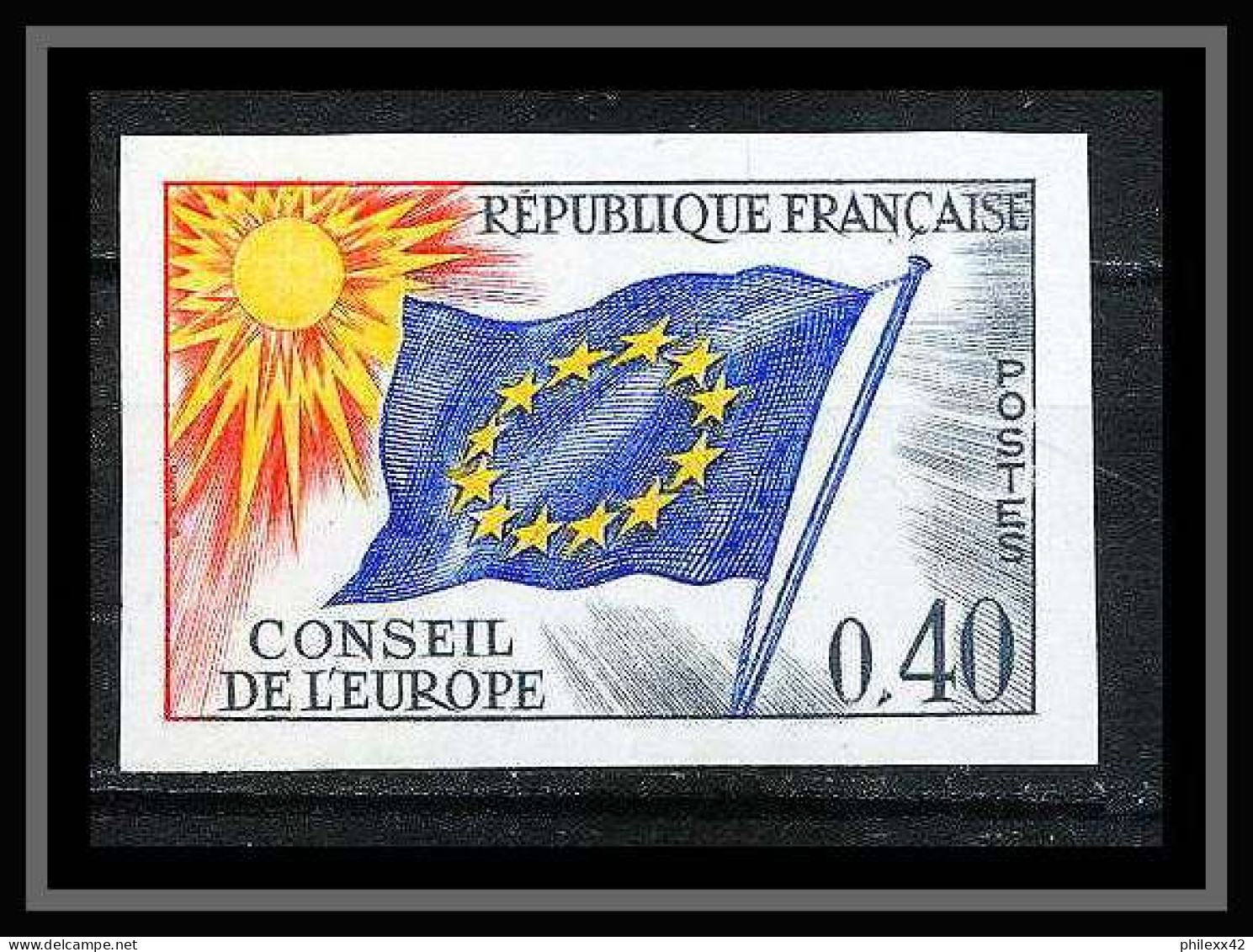 France Service N°31 Conseil De L'europe Europa Drapeau Flag Non Dentelé ** MNH (Imperf) Cote 55 - 1961-1970