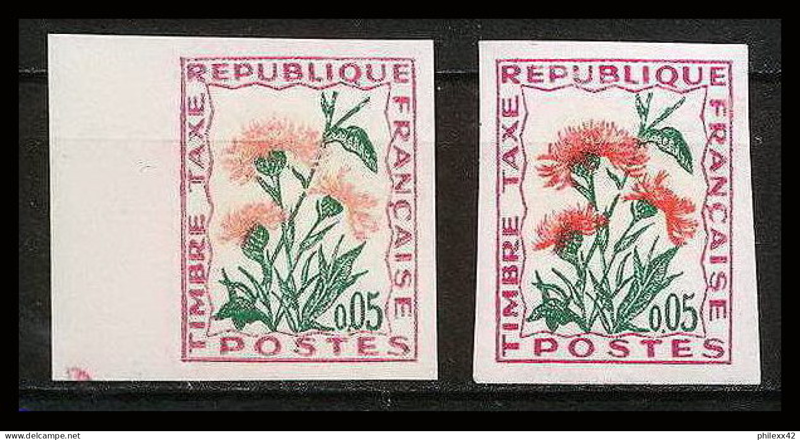 France Taxe N°95 Centaure Jacé 2 Nuances Fleurs (plants - Flowers) Non Dentelé ** MNH (Imperf) - 1961-1970