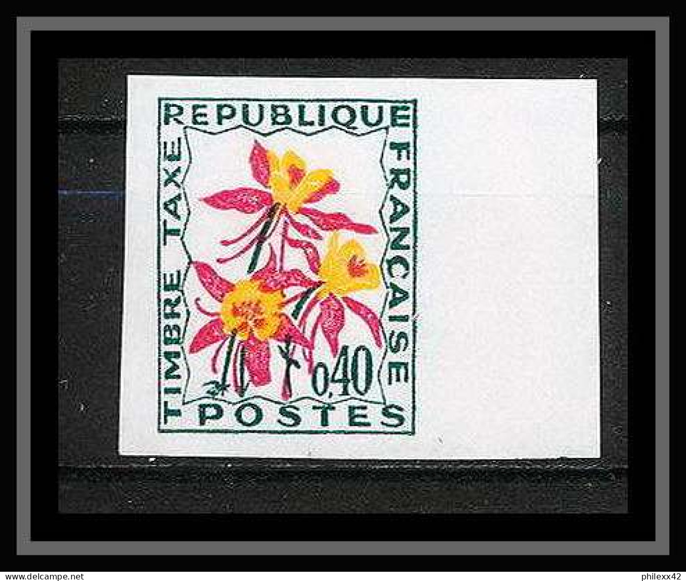 France Taxe N°100 Ancolie Aquilegia Fleurs (plants - Flowers) Non Dentelé ** MNH (Imperf) - 1961-1970